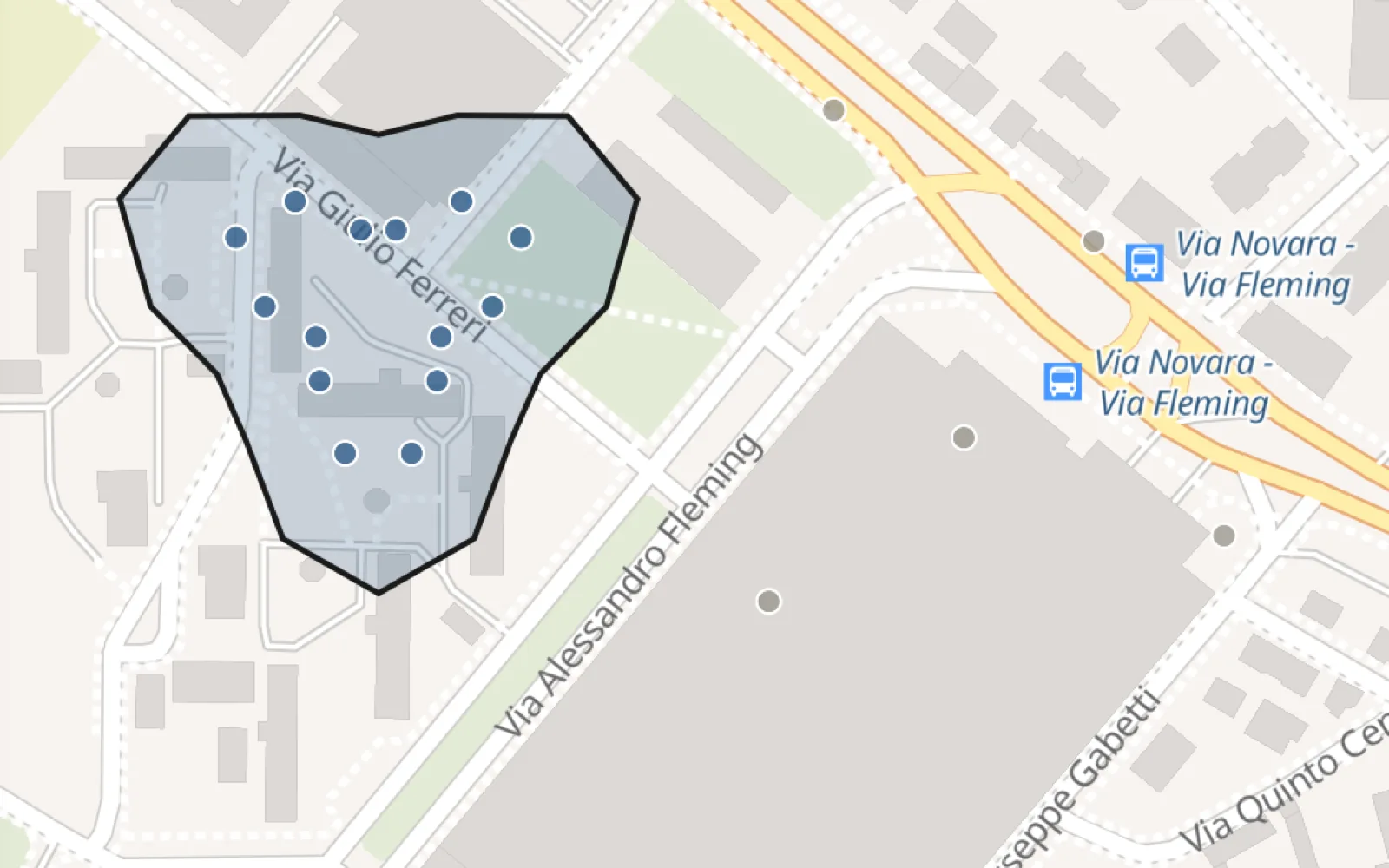 Areas: Geofences drawn as a circle or polygon around a depot, site or customer, and suggested places where the fleet keeps stopping, saved in one tap.